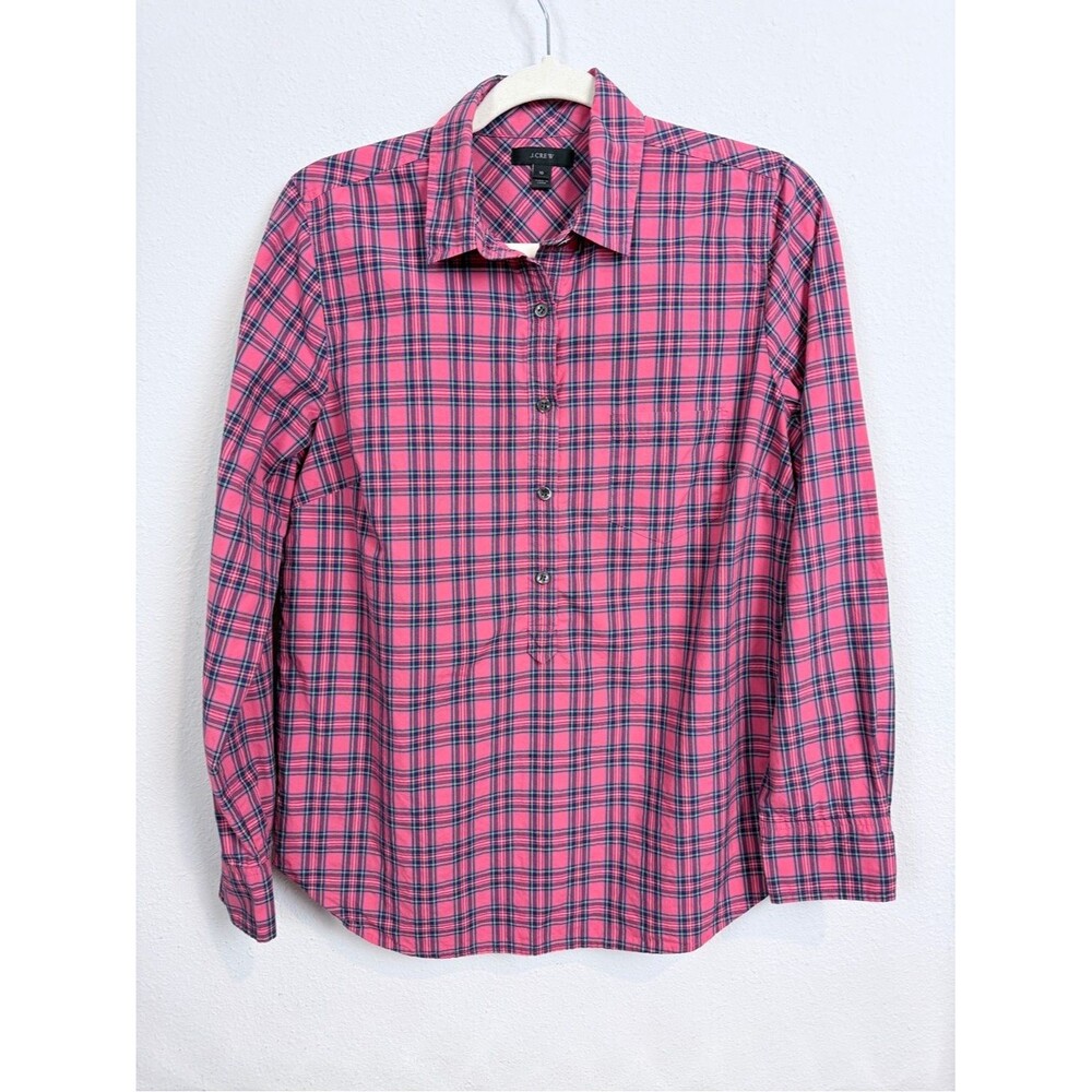 J. Crew Red Plaid Long-Sleeve Pullover Shirt 10